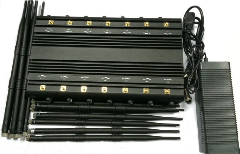 High Power Long Range Asjustable All in One Desktop 14 Bands Cell Phone Jammer with Car Charger