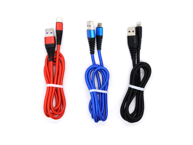 Nylon Braided 3A Fast Charging USB C Data Cable Type C Charger Cord for Huawei Samsung