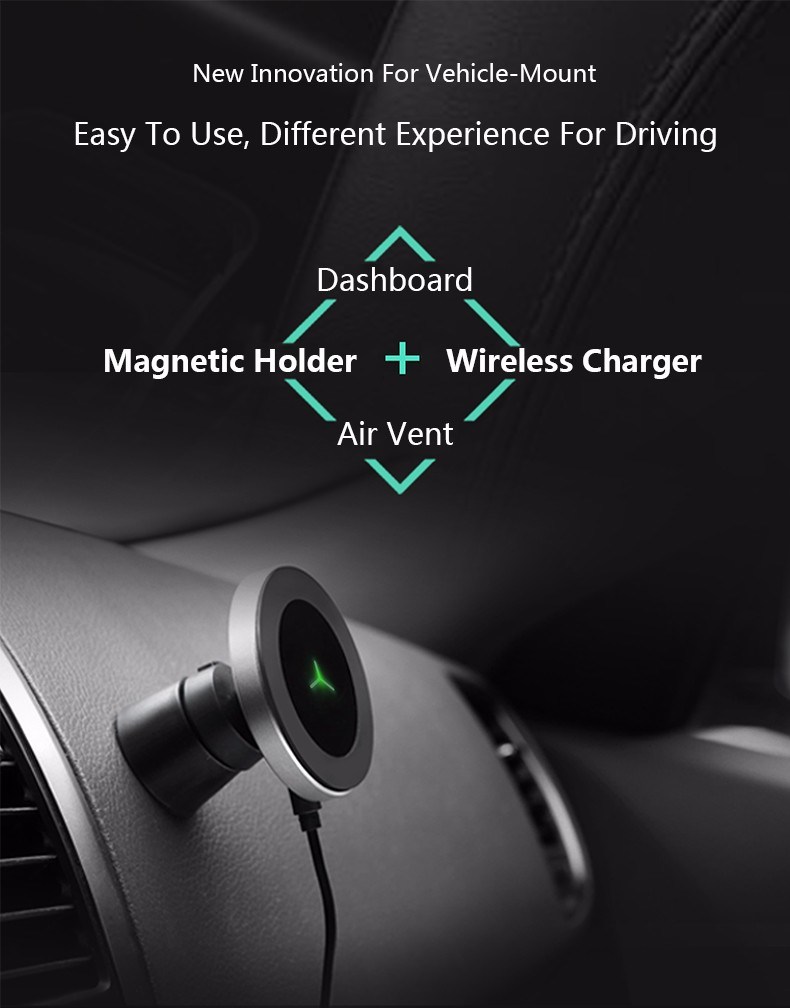 Hot Selling Wireless Car Charger W030 Magnetic Holder for iPhone Samsung