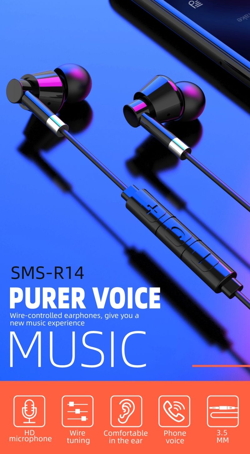 Hands Free Wired in Ear Mobile Phone Earphone with Remote
