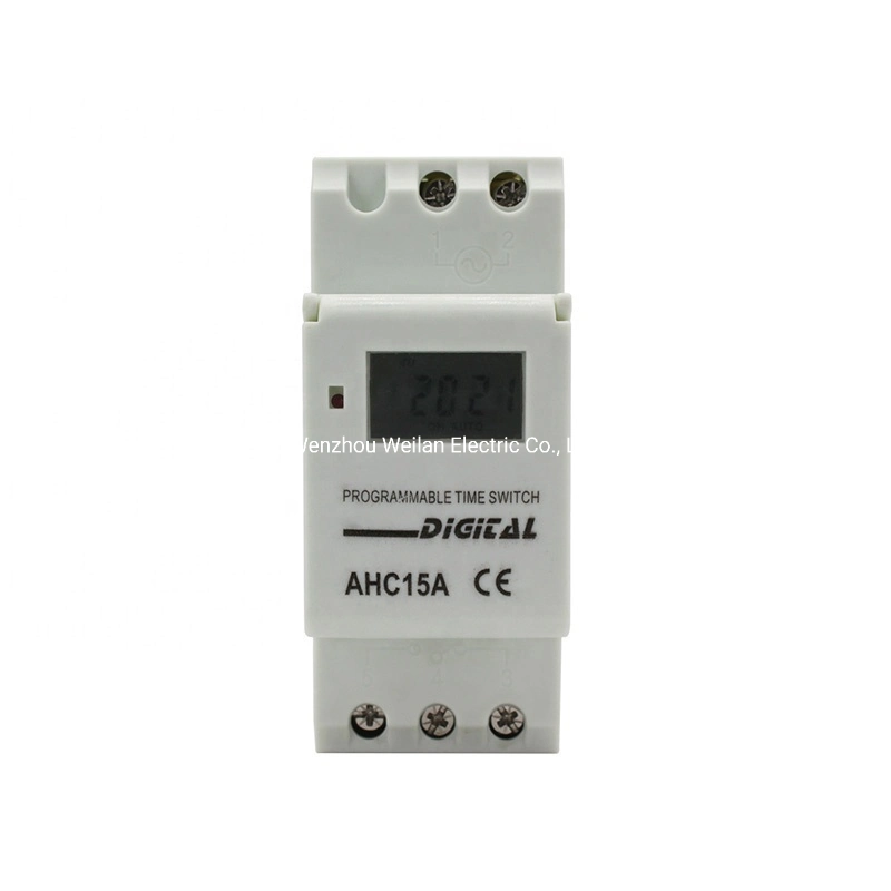 Ahc15A AC/DC 12V 24V 220V on off Hour Timer Price School Weekly DIN Rail Digital Programmable Timer Switch