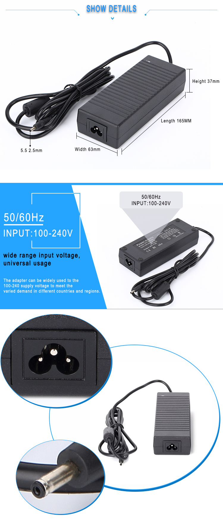 12V 10A 120W LED switching mode power supply AC DC CCTV power adapter