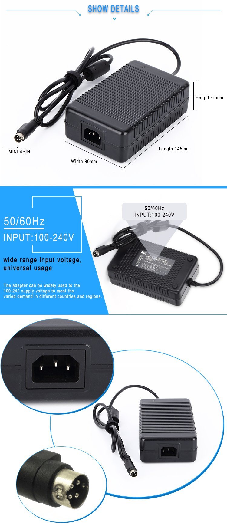PC material 96W 24V 4A switching DC power supply