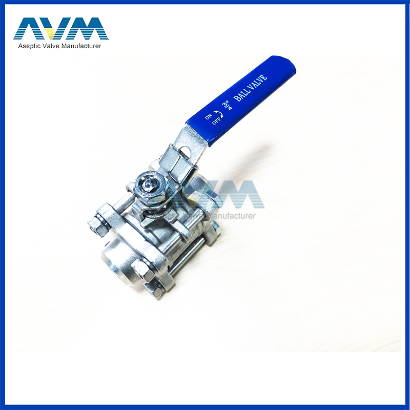 Pneumatic 3PCS Clamp Ball Valve with Limited Switch Box