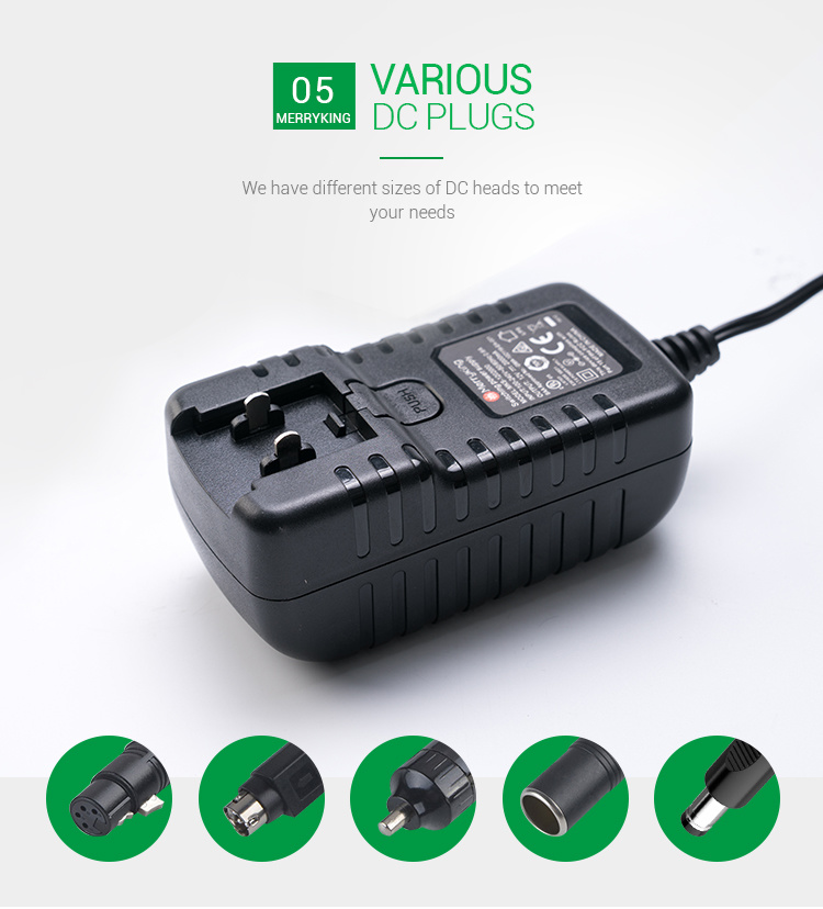 Universal Switching Power Supply 12V 1250mA AC DC Adapter with Interchangeable Plugs