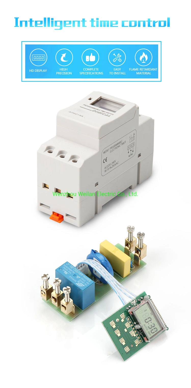 Ahc15A AC/DC 12V 24V 220V on off Hour Timer Price School Weekly DIN Rail Digital Programmable Timer Switch