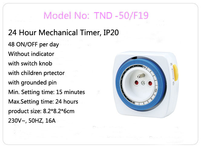 24 Hours Mechanical Timer IP20 Timer Switch
