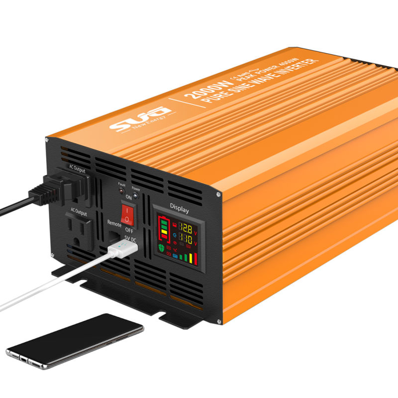 High Frequency Pure Sine Wave Power Inverter with USA Socket 2000W 12V/120V for Home