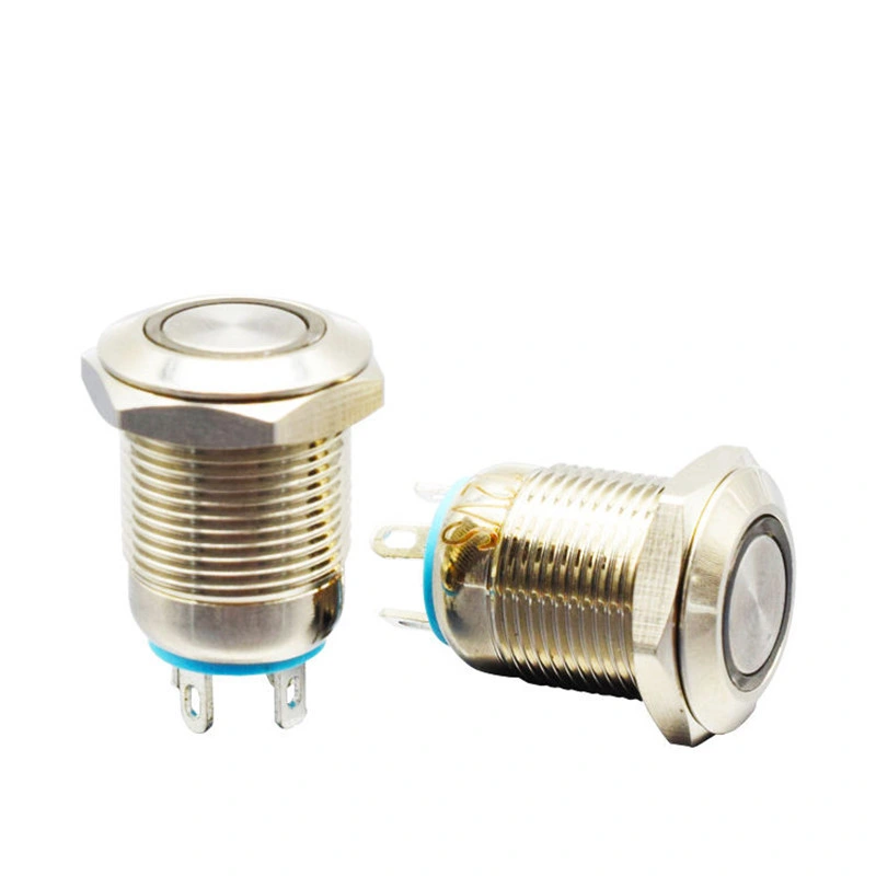 Push Buttonswitch 12 mm Metal Switch 12V Momentary Switch 4 Pin with LED Light Logo