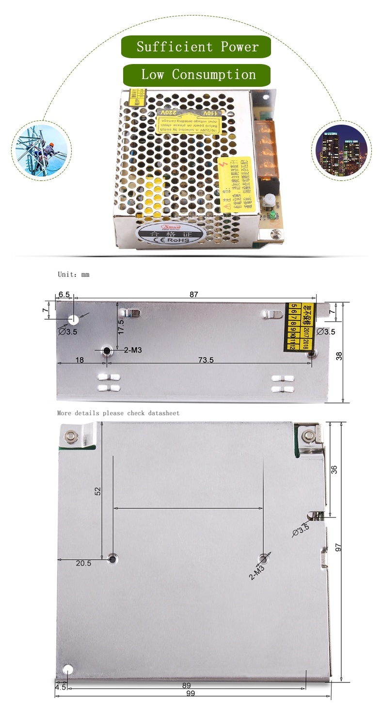 Smun S-25-24 25W 24V 1A AC/DC Switch Mode Power Supply