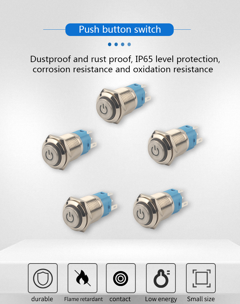 Manufacturer 12mm Short Touch Type Push Button Switch with 5V 12V 24V LED Light