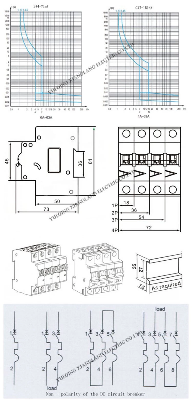 12V DC 1p Circuit Breaker 4 10 15 20 25 30 50 63 AMP Switch Mini MCB