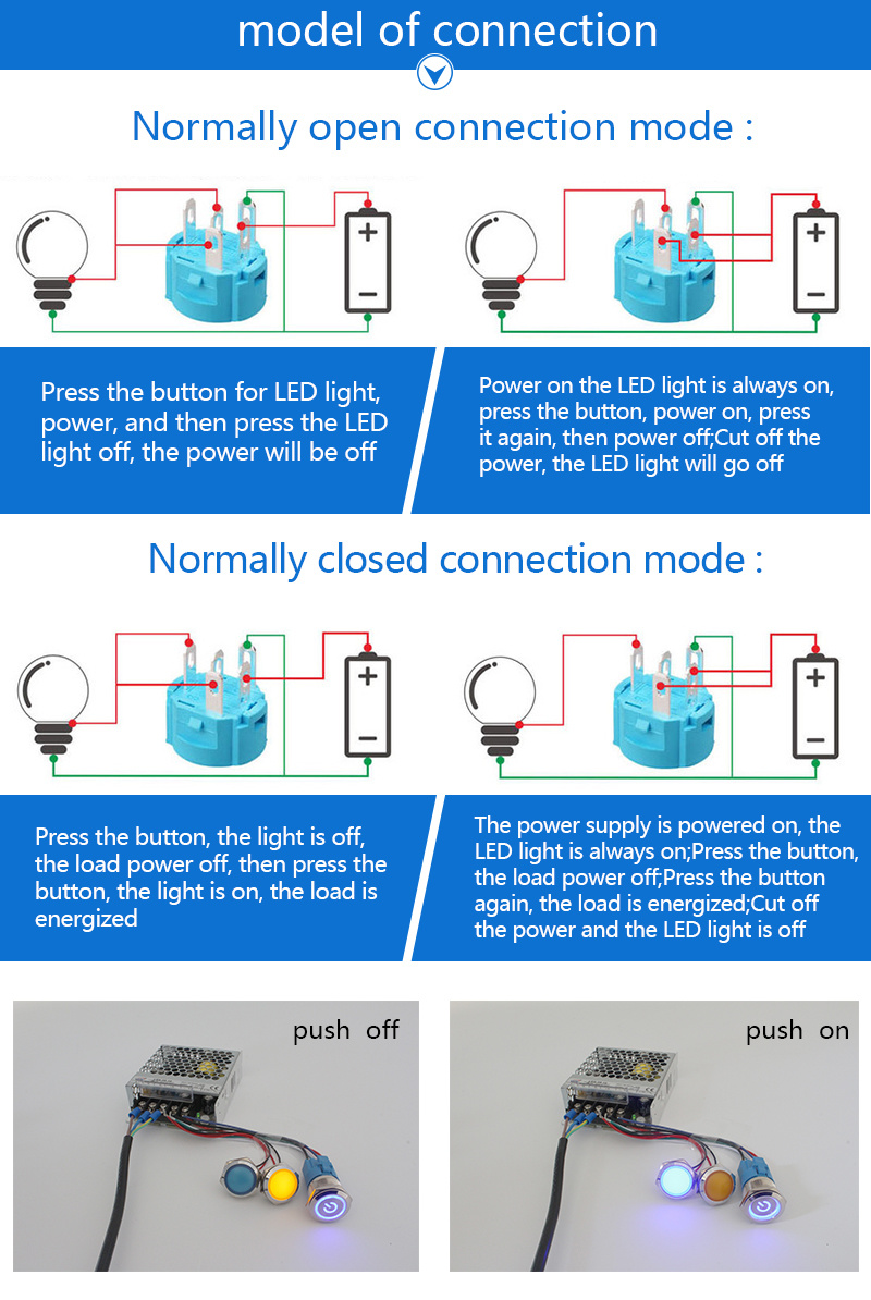 Manufacturer 12mm Short Touch Type Push Button Switch with 5V 12V 24V LED Light