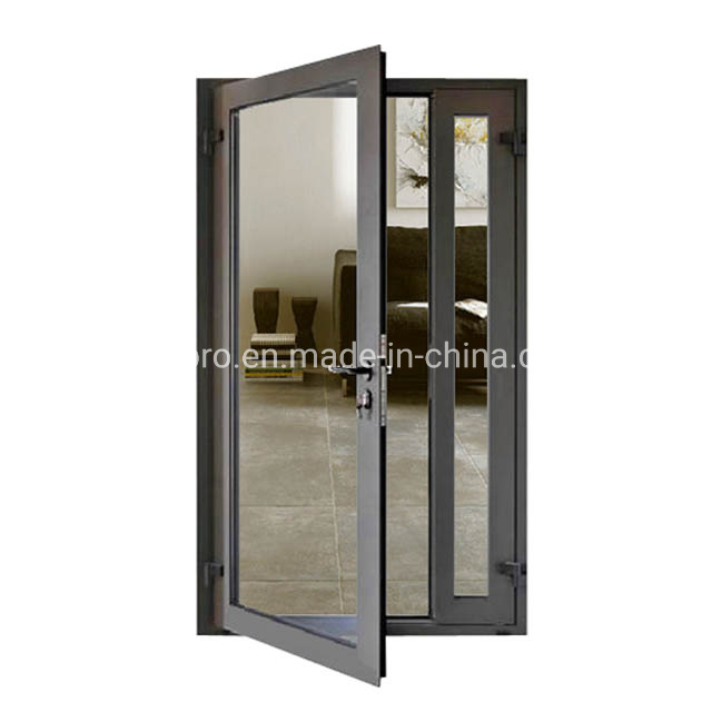 Hotel Insulated Entry Frosted Glass Aluminium Hinge Swing Door