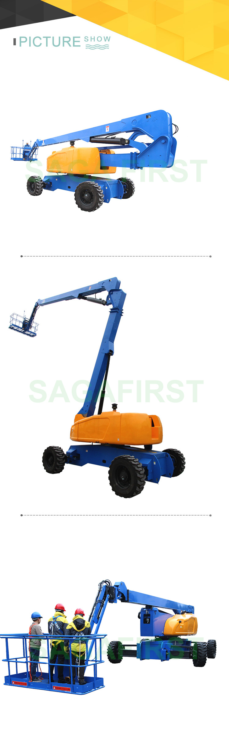 Articulating Cherry Picker High Rise Lift Platform Boom Lift with Engine