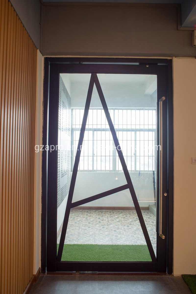 Hotel Insulated Entry Frosted Glass Aluminium Hinge Swing Door