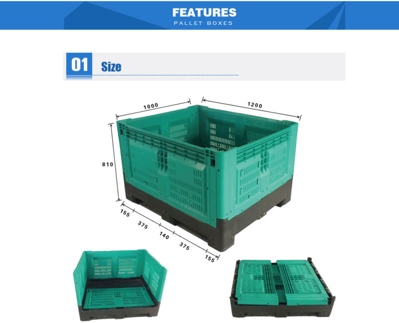 Heavy Duty Plastic Agriculture Stackable Folding Bulk Pallet Crate