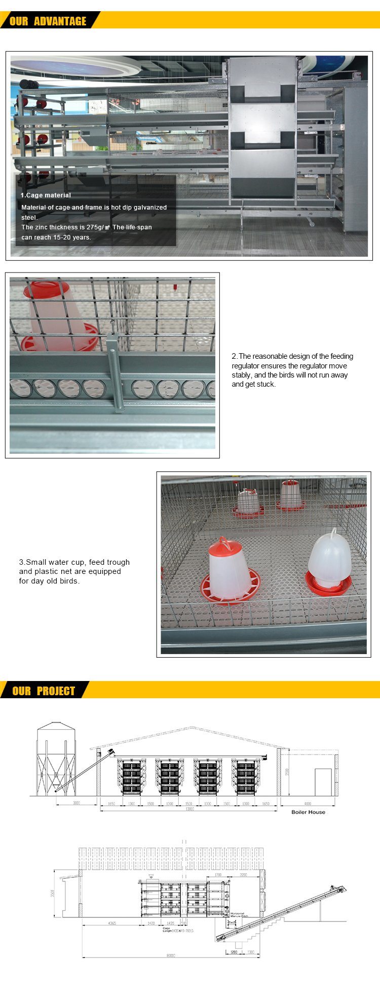H type hot DIP galvanized automatic baby chicken cage for pullet raising