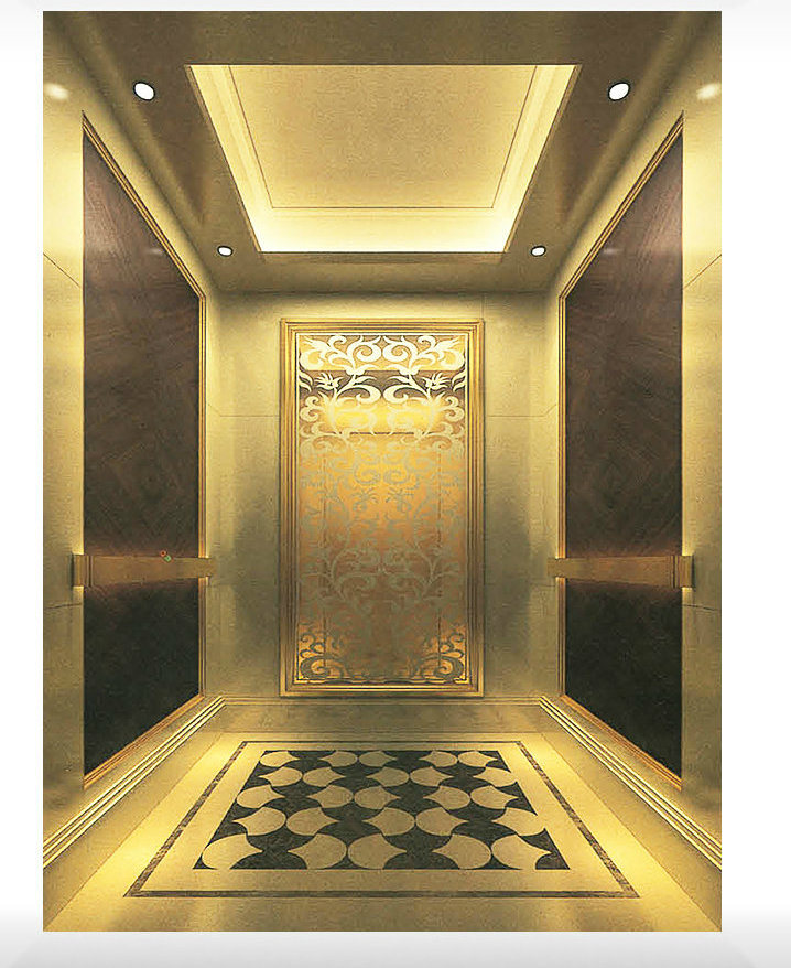 Commercial Rose Golden Mirror Cabin Residential Passenger Elevator