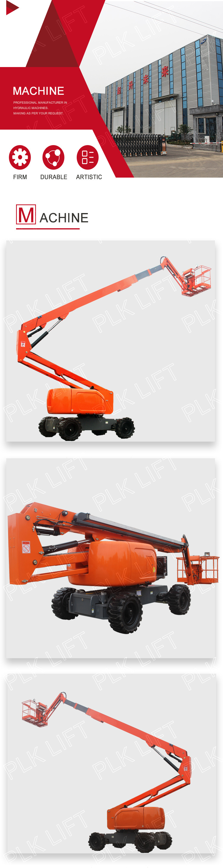 Telescopic Lift Boom Articulated Work Platform Boom Lift with Tracks