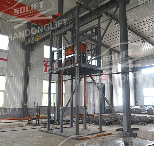 Fixed Guide Rail Cargo Lift / Hydraulic Chain Freight Elevators