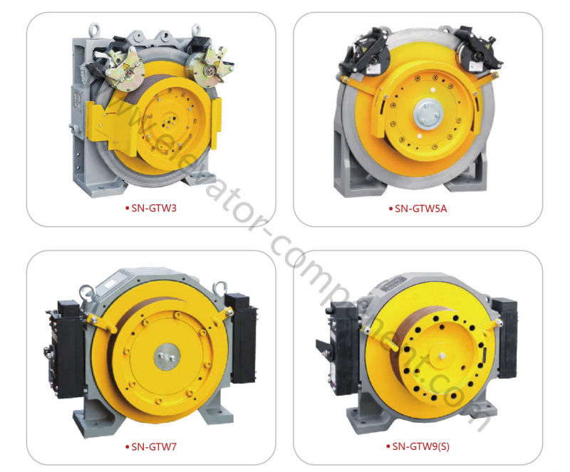 Load 630-1000kg Gearless Motor for Elevator IP41 308W Brake Power