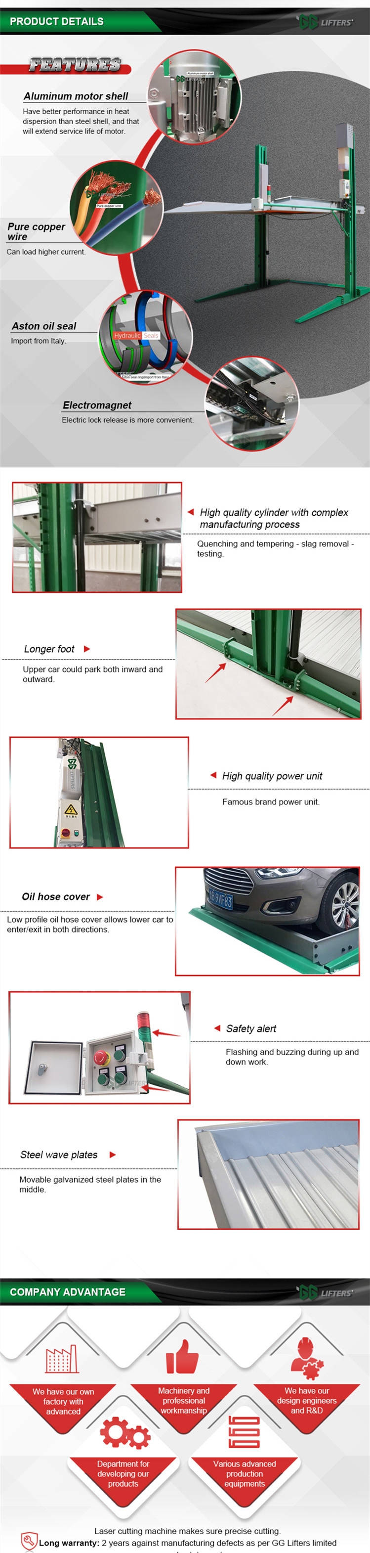 Cheap residential lift elevator two post car Parking Lift