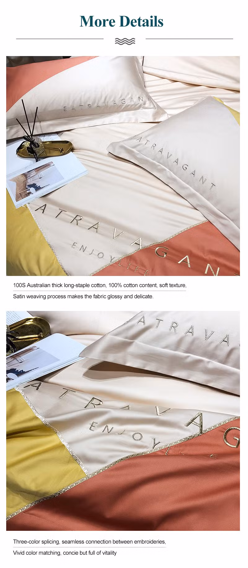 Good Quality New Style Duvet Cover Mix & Match Color Comfortable 100% Silk California King Bed