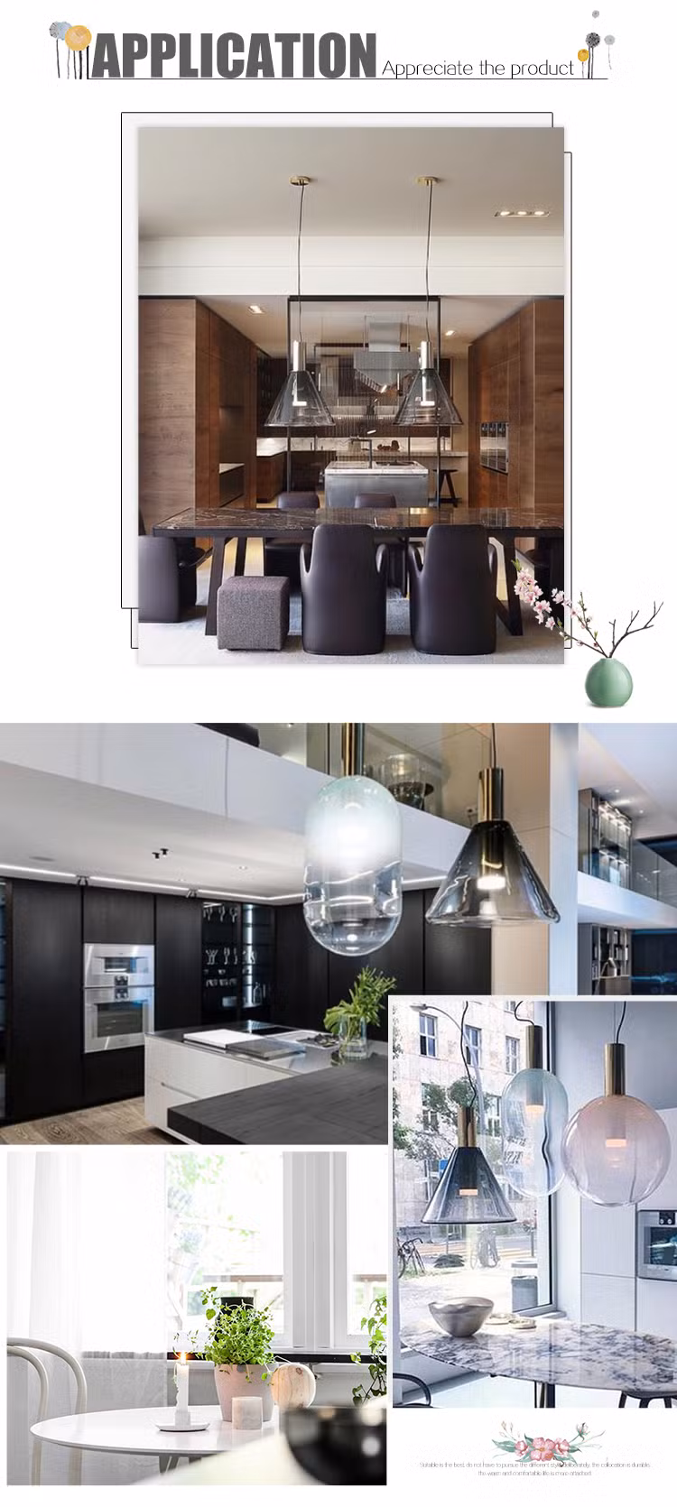 Bedroom Grey Green Smoky Glass Pendant Lamp