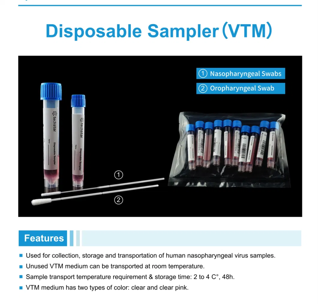 Factory Direct Sale Small Virus Sampling Plastic Tube with Swab