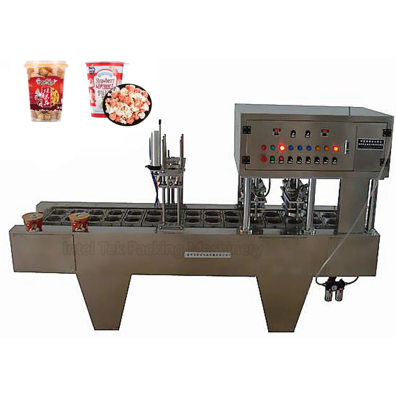 Automatic Popcorn Cup Container Snack Cup Aluminum Foil Sealing Machine