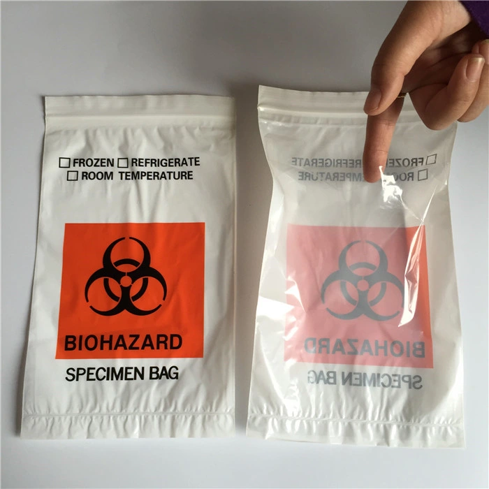 Reclosable Zipper Top LDPE Medical Biohazard Lab Specimen Transport Specimen Bags