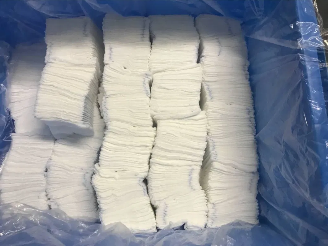 Cotton Absorbent Dressing Gauze Material Sponge Pad Swab Factory Manufacturing