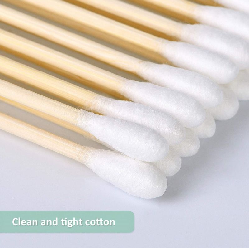 Ear Cleaning White Plastic Cotton Buds Wooden Stick Swab