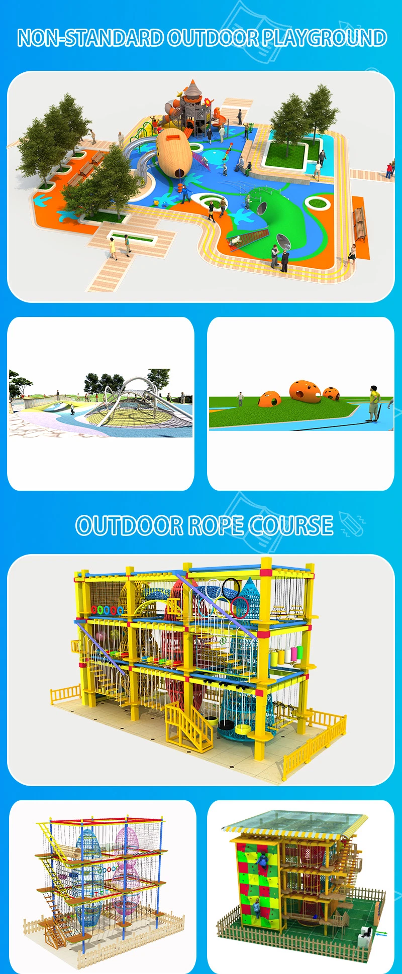 En 1176 Standard Amusement Park Outdoor Kids Playground Slides for Sale
