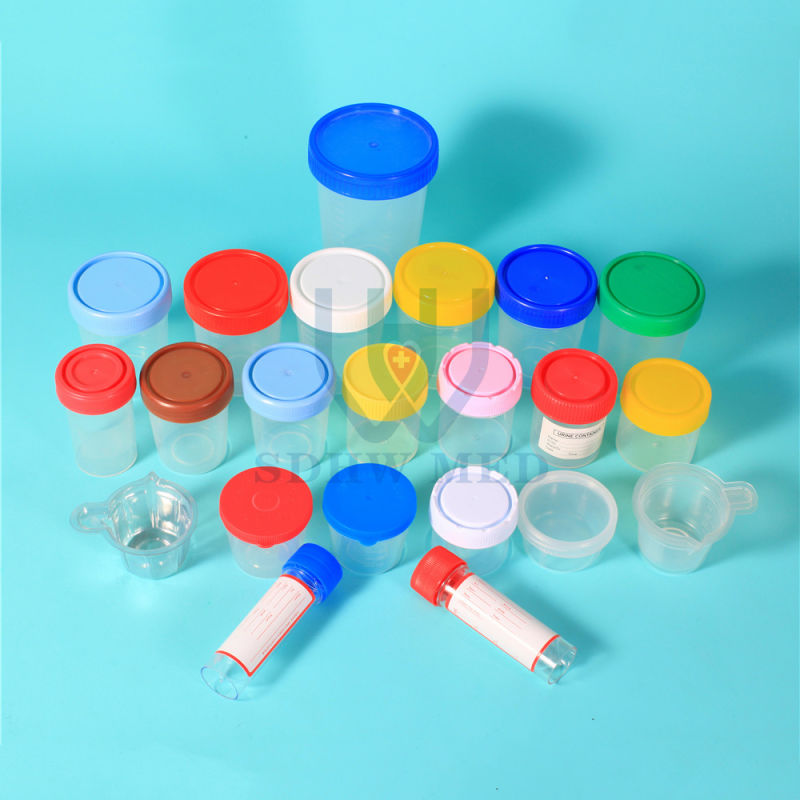Disposable Medical 40ml 60ml Red Lid PP Urine Container/Hospital Stool Container