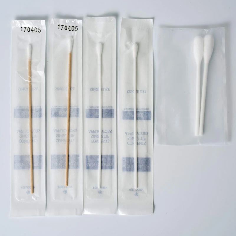 6 Inch 15cm Medical Vaginal Wood Wooden Plastic Sticks Handle Cotton Head Tip Swab Applicators