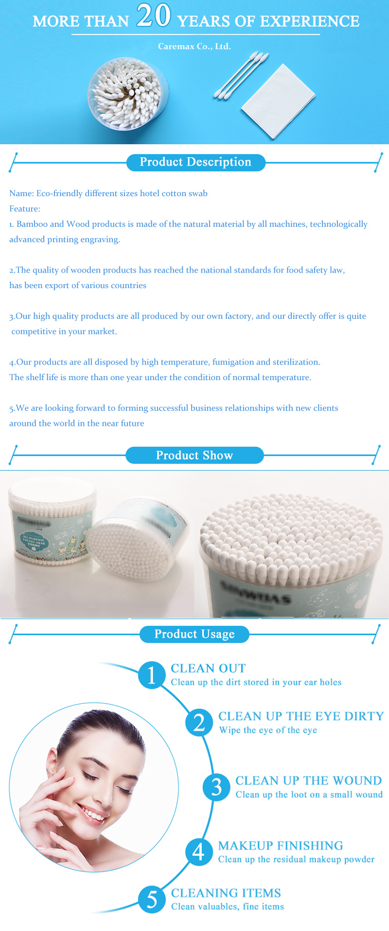 Customed Different Using Cotton Swab with High Strength