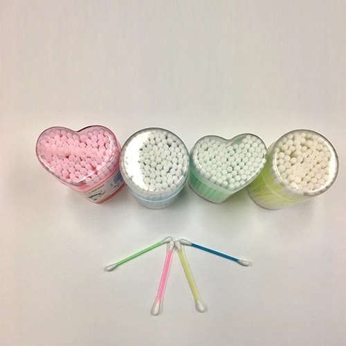 Hot Sale Heart-Shaped Stick Cotton Swab Plastic Handle Plum Toothpick