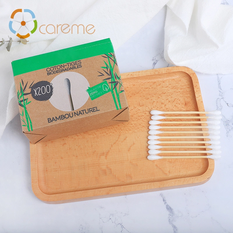 200PCS Bamboo Stick Ear Cleaning Cotton Buds Double Head Swab in Drawer Box
