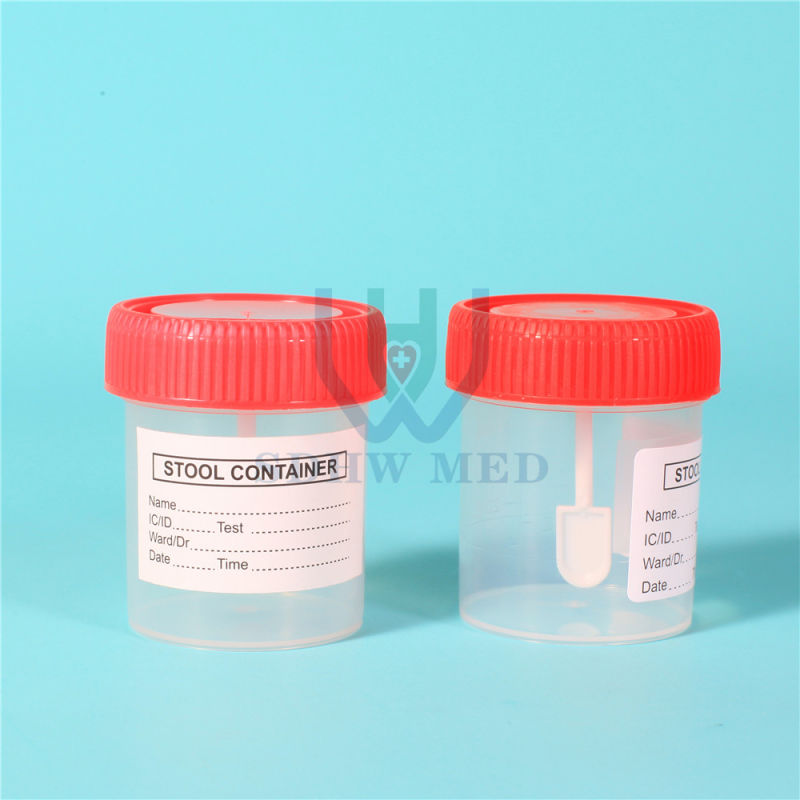 Disposable and Graduated Plastic Specimen Cup Urine Collector Stool Container with Spoon 30ml