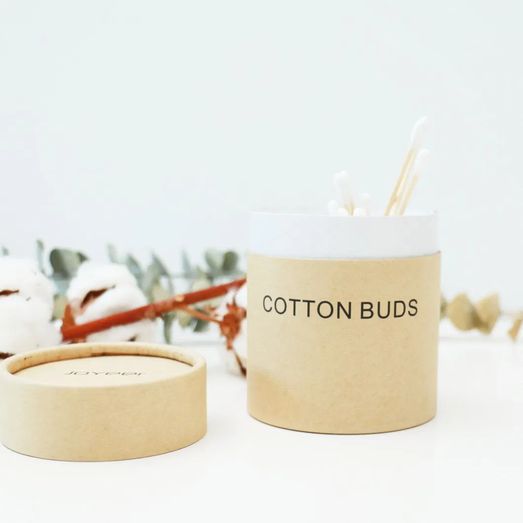 Eco Friendly Bamboo Cotton Buds Round Carton Packing Cotton Swabs for Cleaning Ear