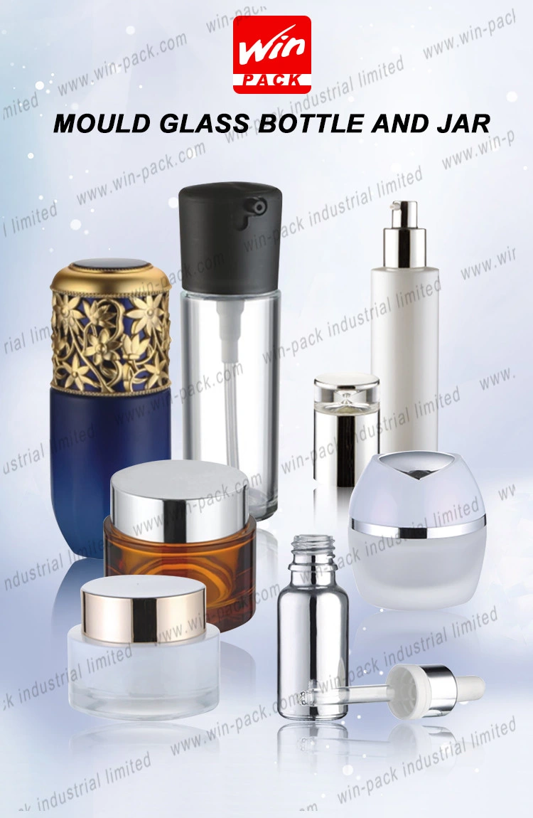 Glass Pump Bottle Round Shoulder Flat Bottom Frosted White Glass Container Aluminum Collar 40ml 100ml 120ml