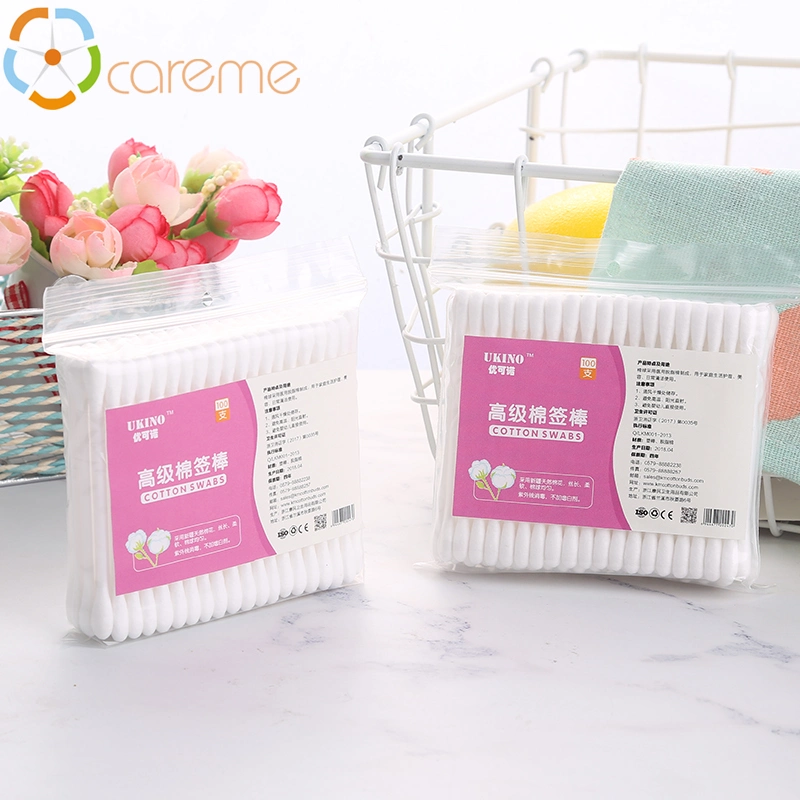 100PCS Plastic Stick Daily Care Cleaning Cotton Swabs