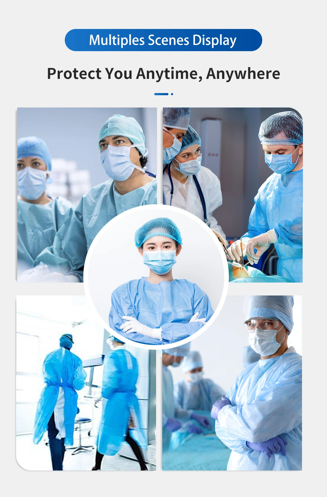 Factory Price Medical Supplies Disposable Medical/Surgical Isolation Gown Protective Suit Lab Coat