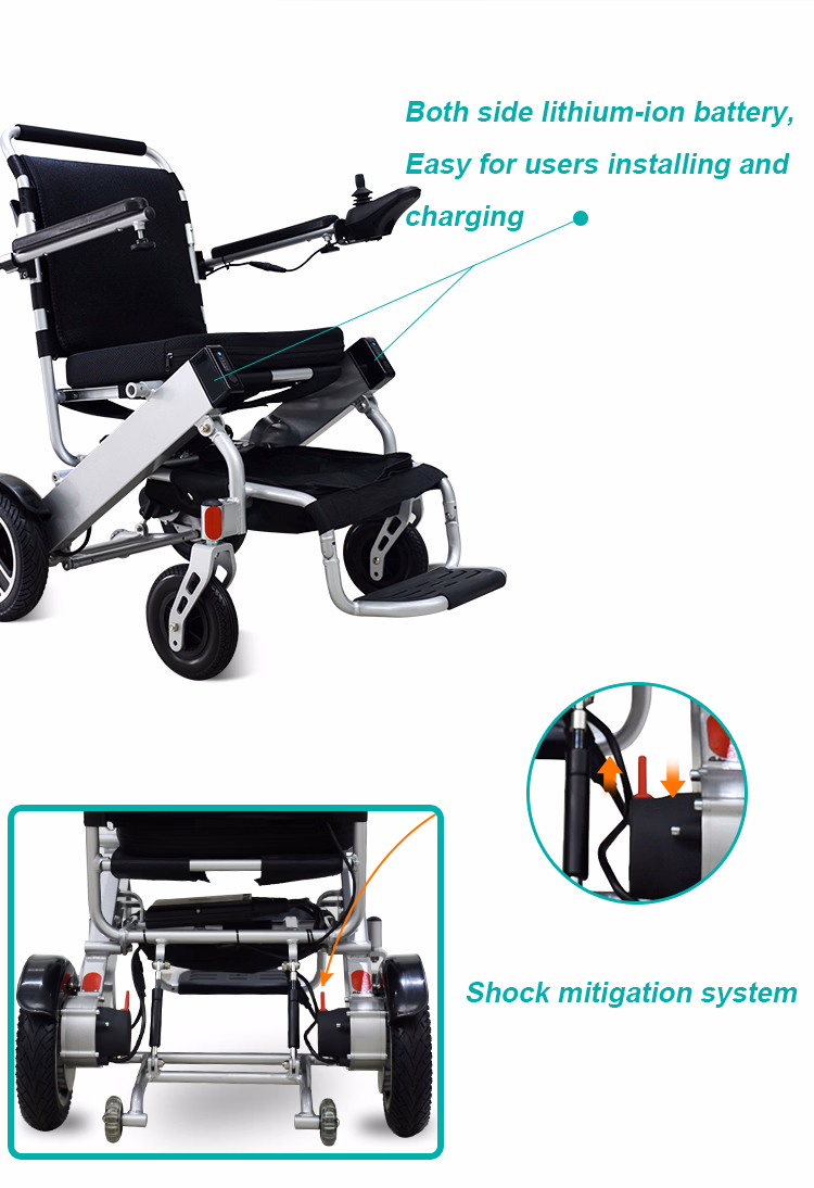Light Hospital Foldable Electric Wheelchair with Leg Rests
