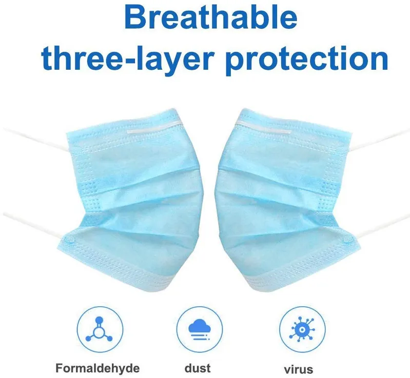 50PCS Per Box, 50boxes Per Carton, 2500PCS Per Carton Disposable Face Mask