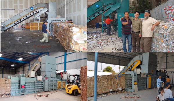 Horizontal waste paper hydraulic press compactor for plastic/PET bottles/cartons/books with door