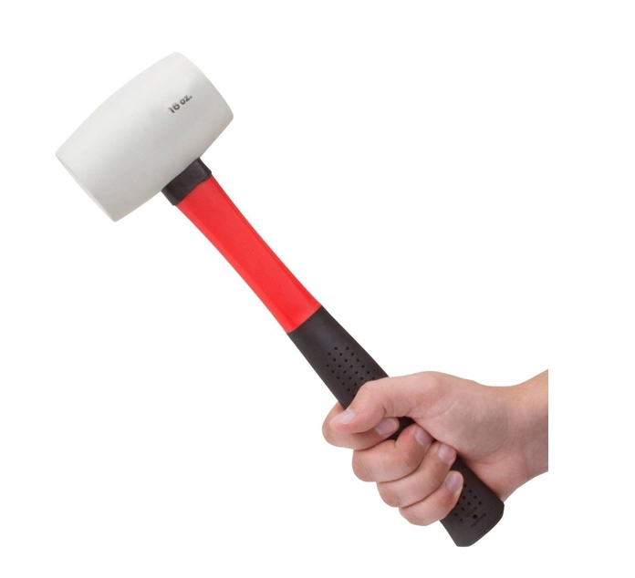 16 Ounce Fiberglass Handle White Plastic Rubber Mallet Hammer