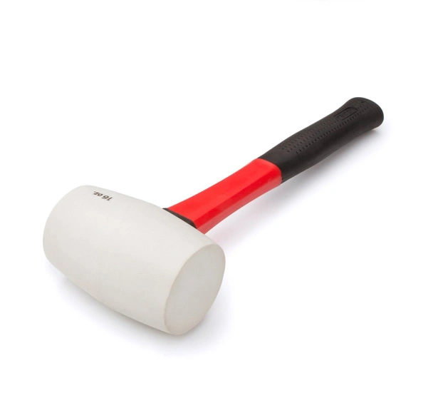 16 Ounce Fiberglass Handle White Plastic Rubber Mallet Hammer